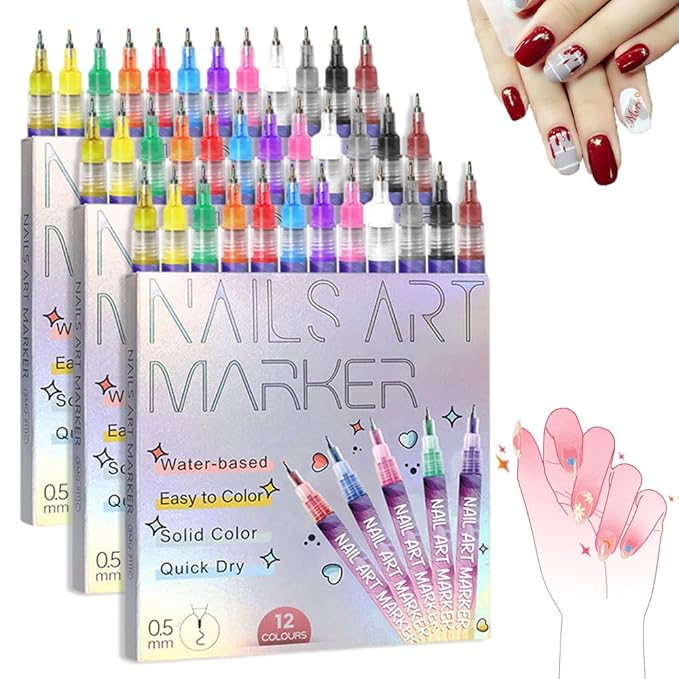 Nail Art Marker Pens – 12 Color DIY Nail Art Pen Set🌈