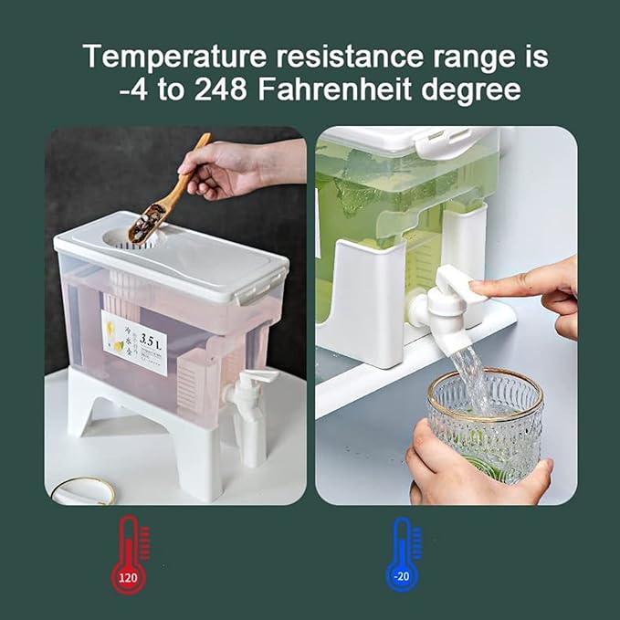 2 Pcs 3.5L Drink Dispenser with Stand and Spigot,Large Capacity Cold Water Pitcher,Fruit Drink Dispenser Beverage Container Juicer