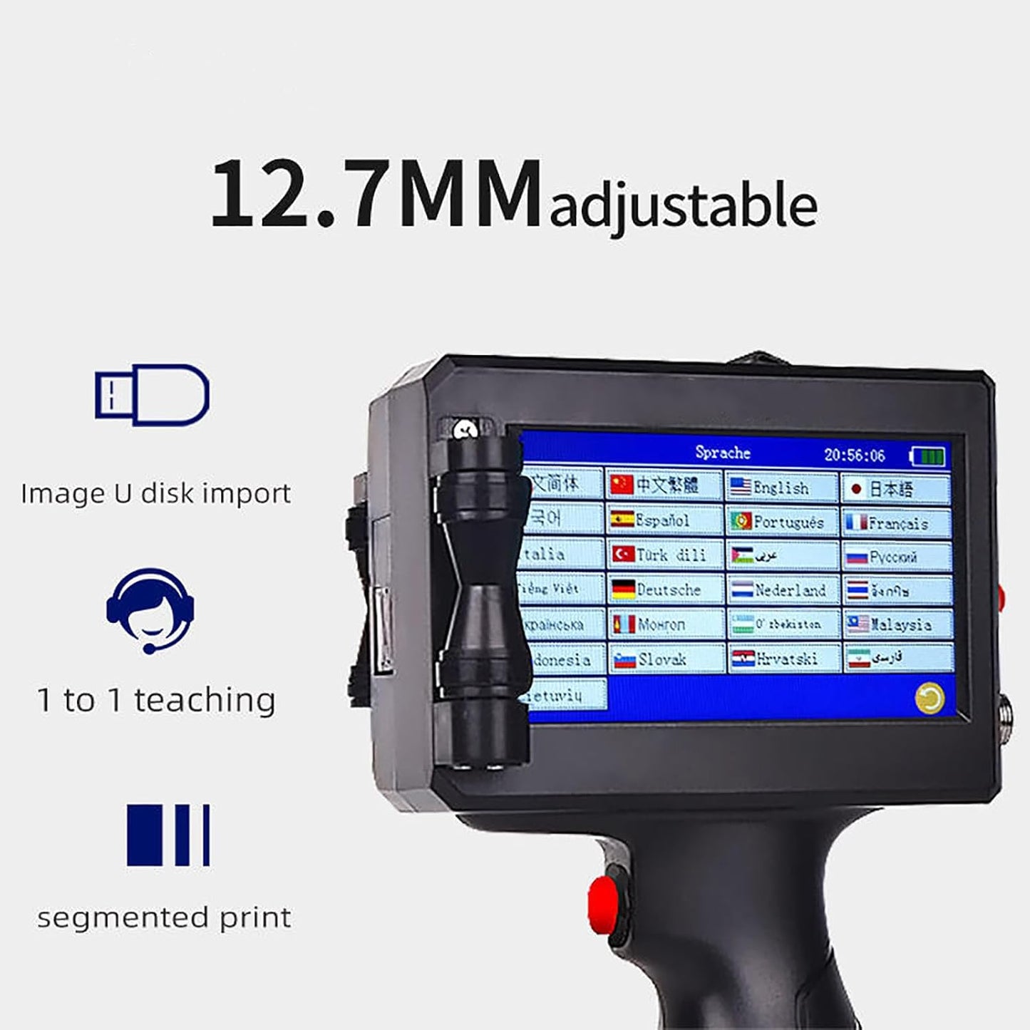 Portable Small Coder,handheld Inkjet Printer Gun,printing Height 2-12.7mm,portable Handheld Inkjet Printer,4.3 Inch Production Date Printer