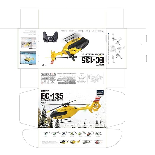 RC Helicopter, YU Xiang F06 1/36 Scale EC-135 2.4G 6CH RC Direct-Drive Brushless Helicopter