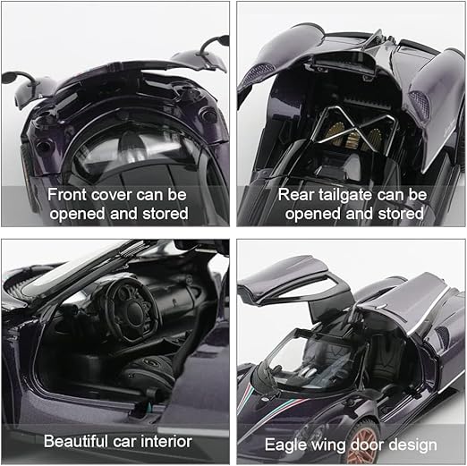 Collectible Blue Pagani Huayra Dinastia Toy Vehicle Pull Back Die-Cast Car Model with Lights and Sounds