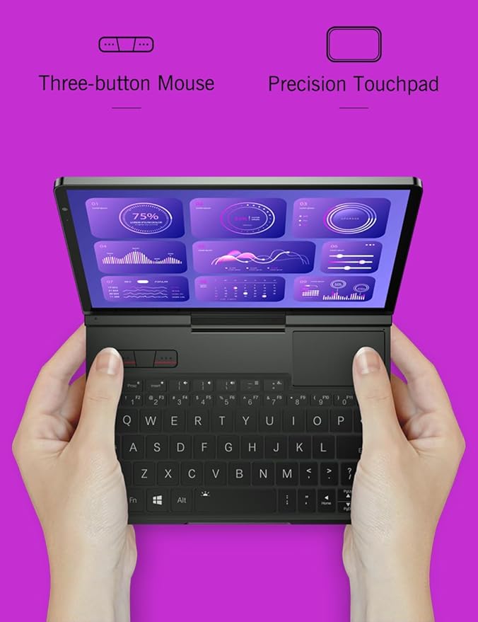 GPD Mini Notebook Pocket 4 with 8.8" Touchscreen, Aluminum Frame, UMPC, Windows 11 Home OS, AMD Ryzen AI 9 HX 370, 32GB/2TB (Amber Black)