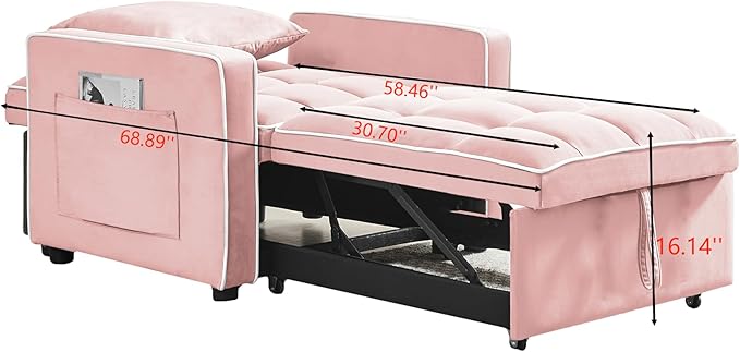 35 Inch Convertible Chair Bed,3-in-1 Adjustable Sleeper Chair Pullout Sofa Bed