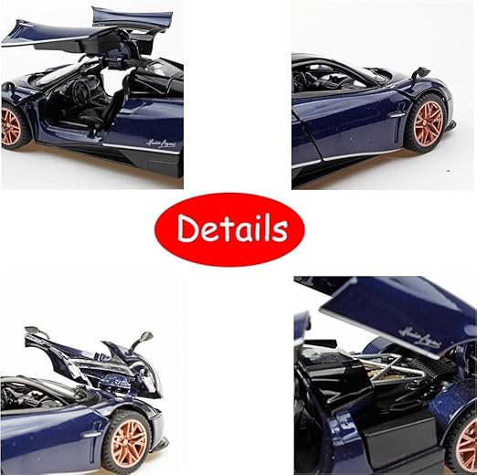 Collectible Blue Pagani Huayra Dinastia Toy Vehicle Pull Back Die-Cast Car Model with Lights and Sounds