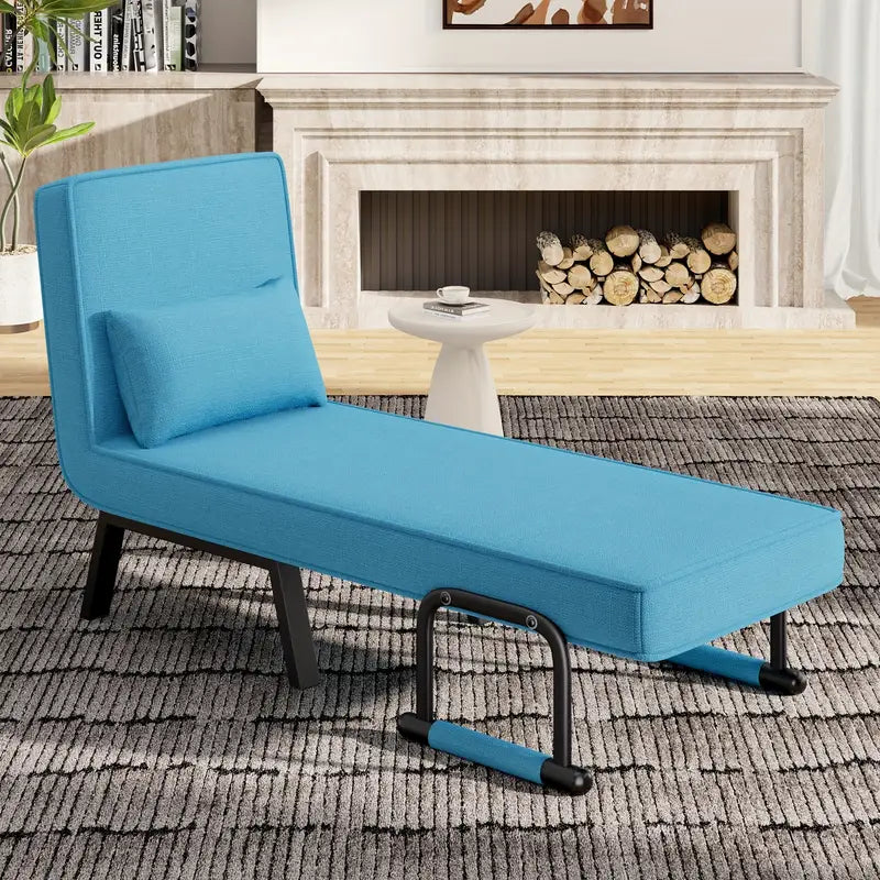 KOMFOTT Convertible Sleeper Chair Bed, 4-in-1 Folding Sofa Bed with 6-Position Adjustable Backrest, Upholstered Chaise Lounge with Removable Pillow, Leisure Recliner Lounge Couch