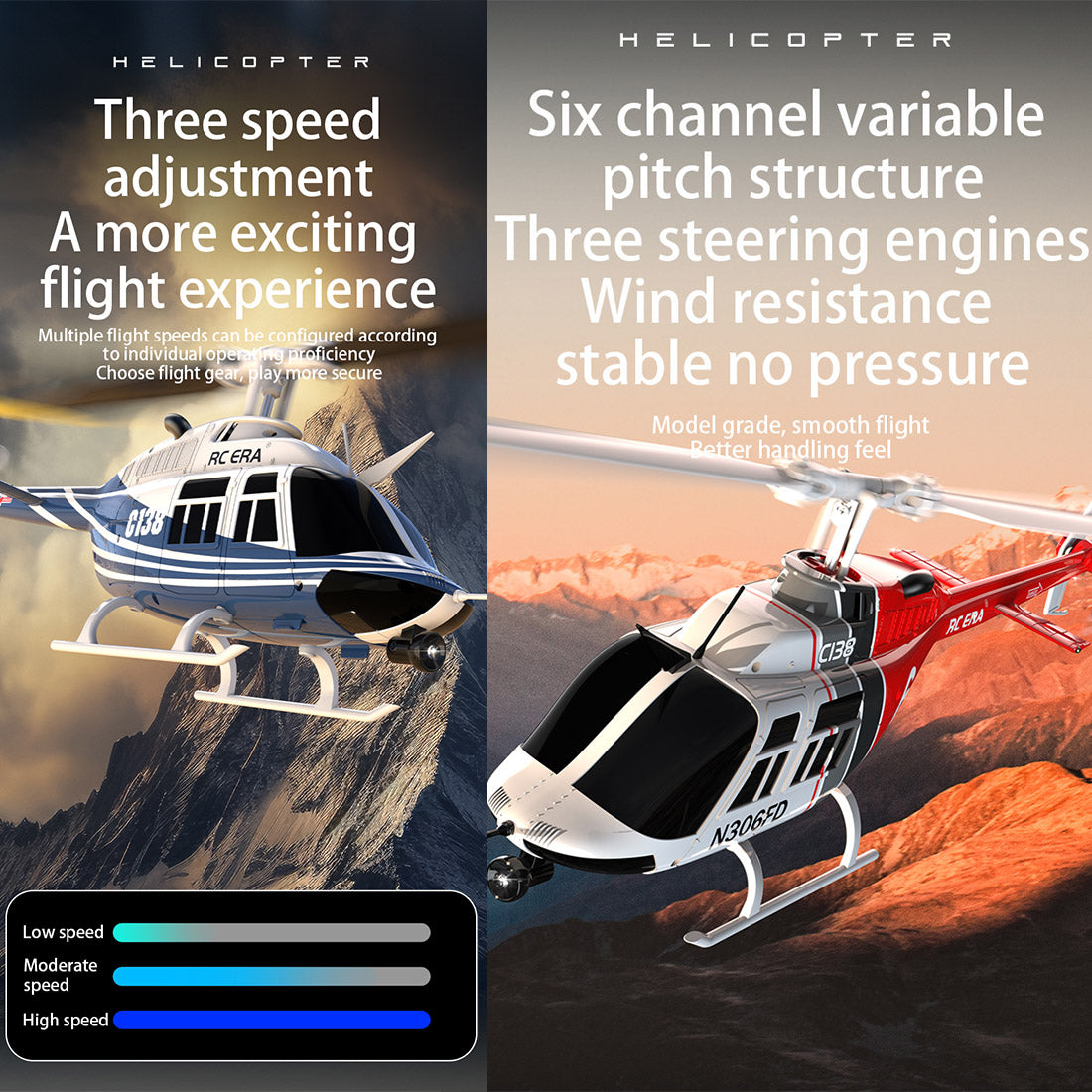 RC ERA C138 1/33 Scale BELL 206 Helicopter 2.4G 6CH Single-Rotor Gyroscopic Flying Aircraft Model Jet Ranger