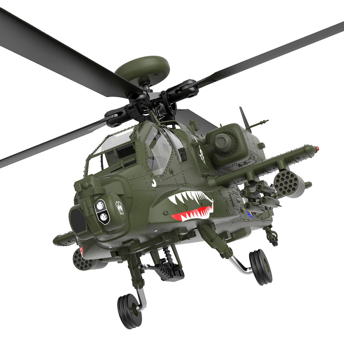 YU XIANG F11 AH64 Apache RC Helicopter 1/32 Ratio 2.4G Remote-controlled Dual-axis Co-drive without Ailerons 6G/3D Stunt Military Model