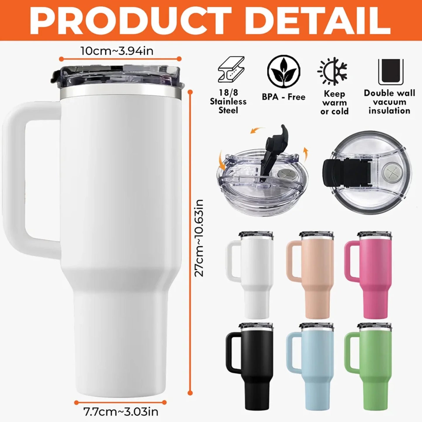 40oz Tumbler With Handle - Mother's Day, Gift For Mom, Grandma