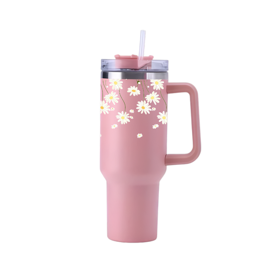 White Daisy Line Art Tumbler