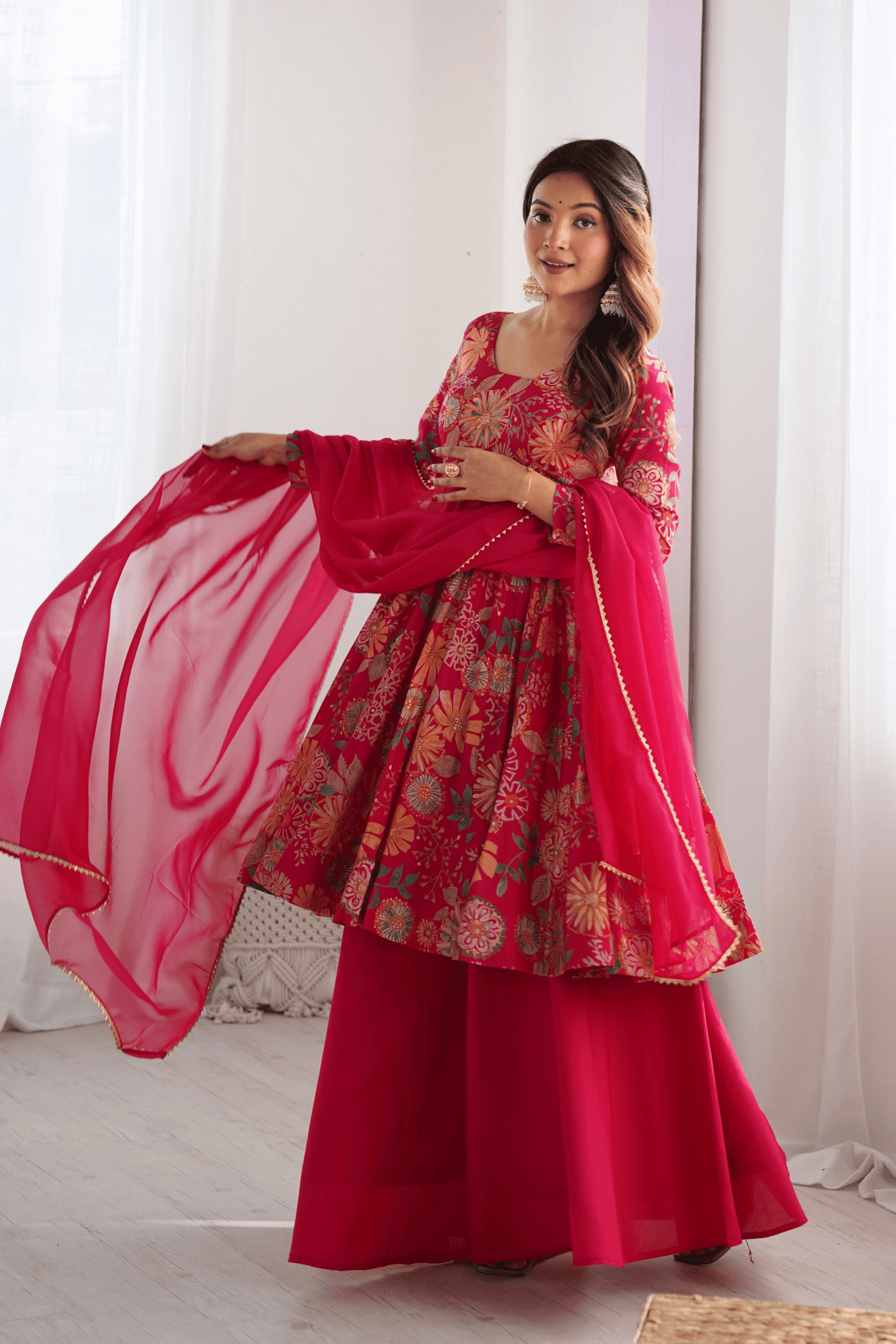 Floral Embroidered Sharara Suit