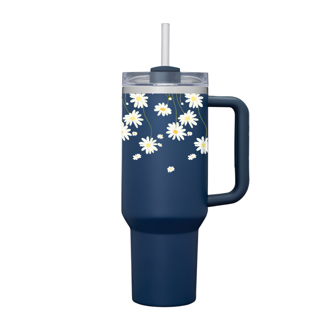 White Daisy Line Art Tumbler