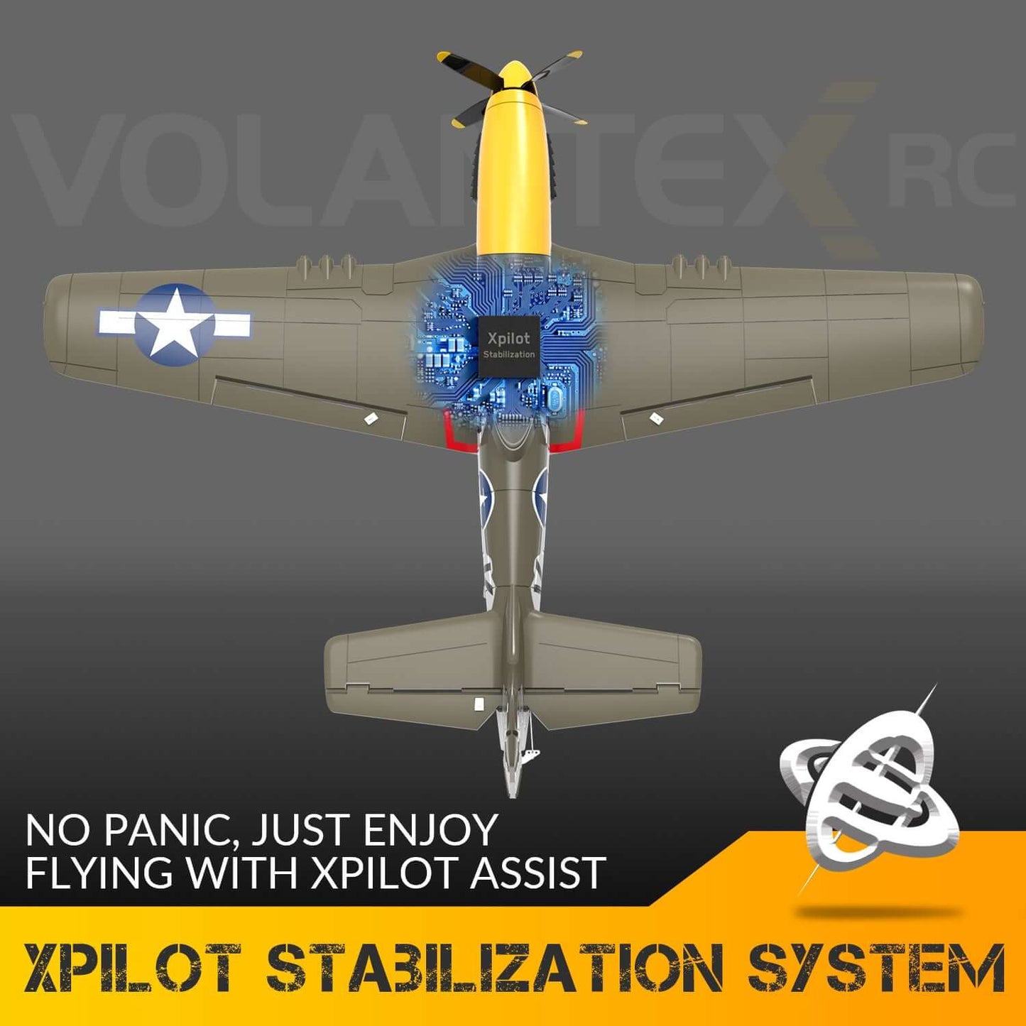 P51D RC Airplane, 4-Channel Brushless Motor, XPilot Stabilizer, 2.4GHz Remote