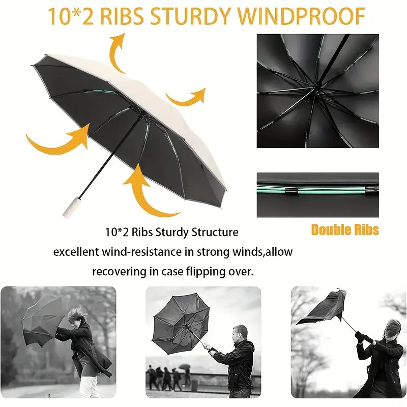 Premium Reverse Auto Umbrella with Double Skeleton & Night Reflector