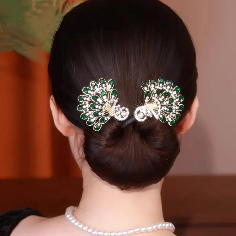 3pcs set of high-end elegant retro peacock hair clip (pack of 3)
