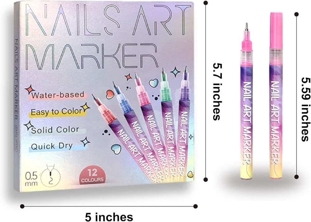 Nail Art Marker Pens – 12 Color DIY Nail Art Pen Set🌈