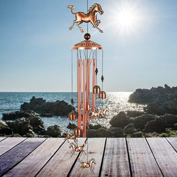 Horse Wind Chime Bell (Free Wood Wall Hook)