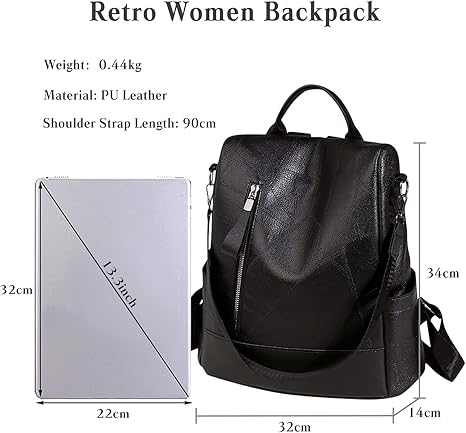 Anti-Theft Backpack Women Daypack Shoulder Bag Ladies Rucksack Waterproof PU Leather
