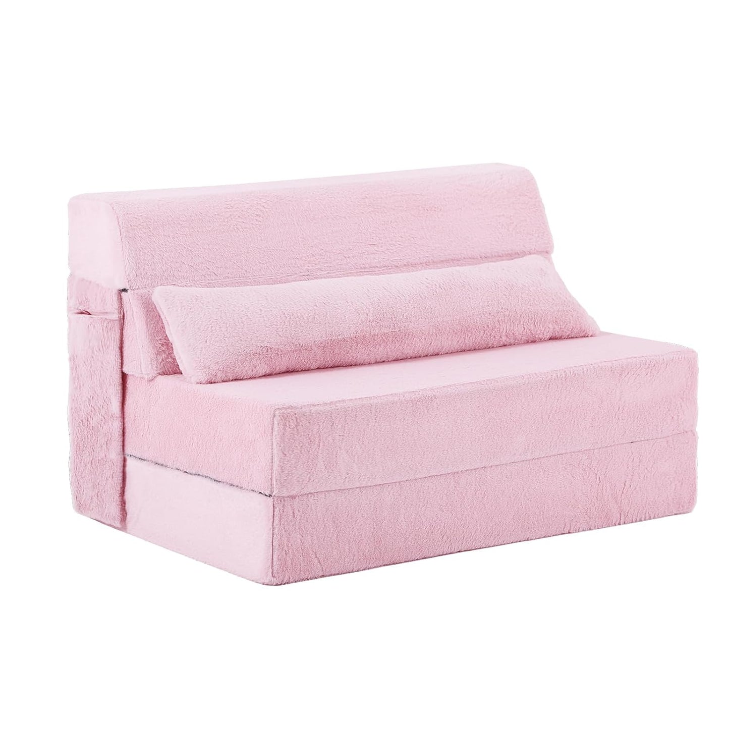 Folding Sofa Bed with Pillow Twin Size Mattress & Plush Fabric with Portable Storage Bag