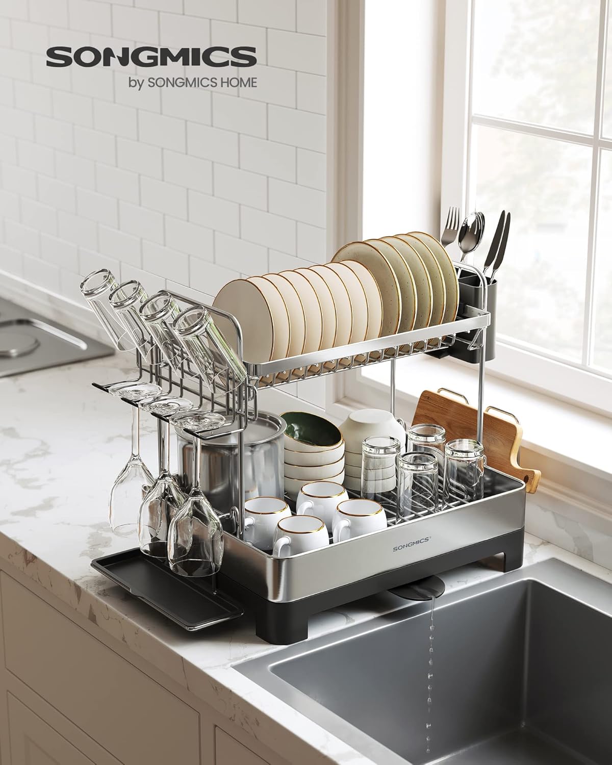 Self-Draining Dish Drying Rack™️