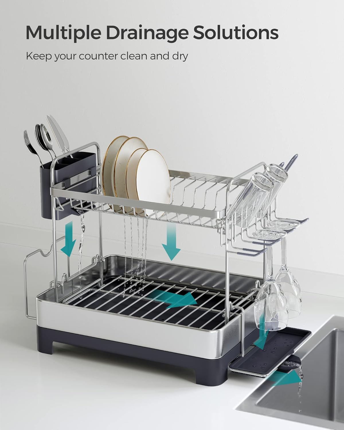 Self-Draining Dish Drying Rack™️