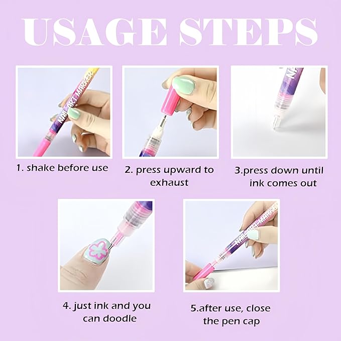 Nail Art Marker Pens – 12 Color DIY Nail Art Pen Set🌈