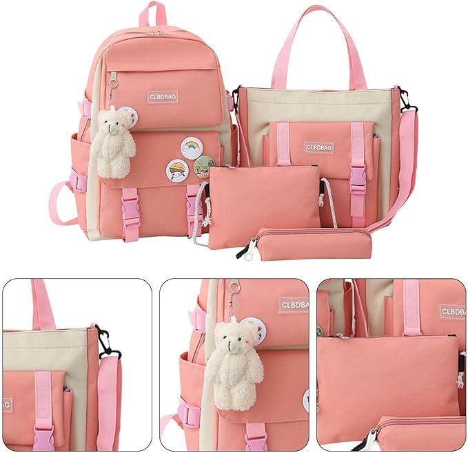 4PcsSet Kawaii Women Backpack