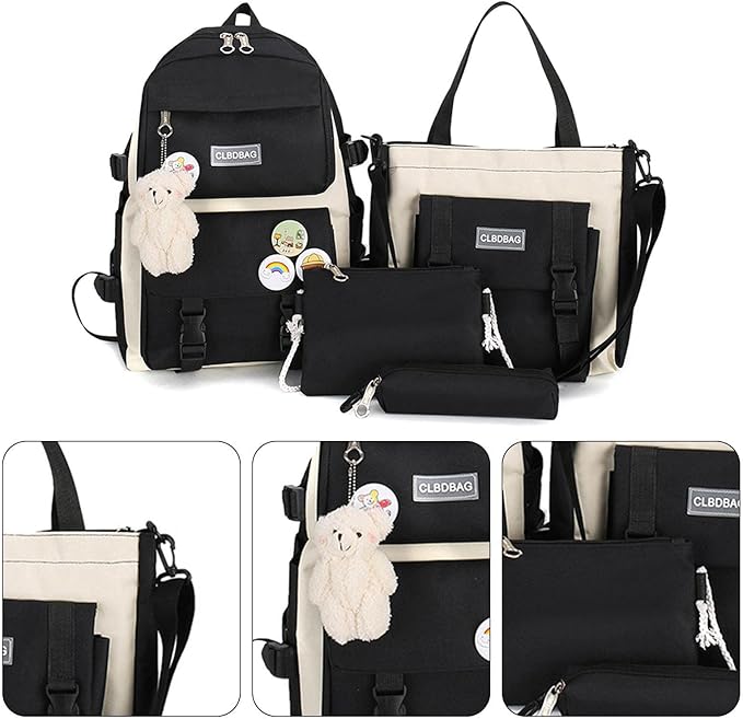 4PcsSet Kawaii Women Backpack