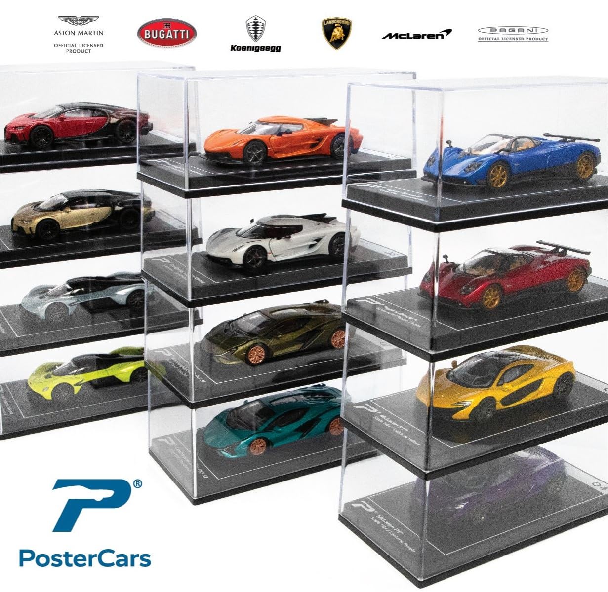 PosterCars 1:64 Aston Martin Valkyrie – Skyfall Silver 11 - Acrylic Box | Hypercar League Collection Diecast Model