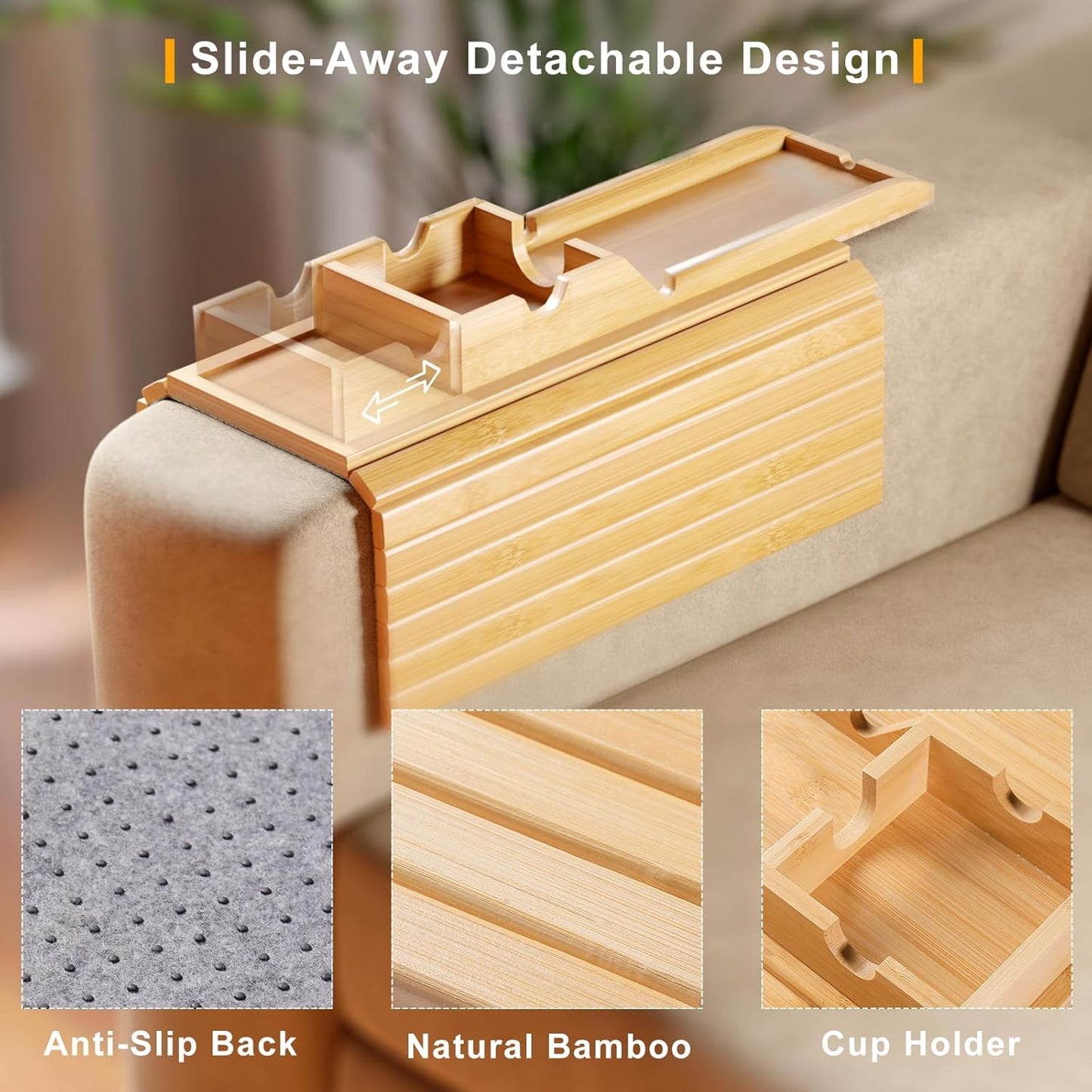 Bamboo Sofa Armrest Tray™️
