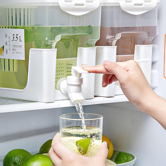 2 Pcs 3.5L Drink Dispenser with Stand and Spigot,Large Capacity Cold Water Pitcher,Fruit Drink Dispenser Beverage Container Juicer