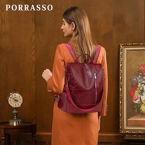 Anti-Theft Backpack Women Daypack Shoulder Bag Ladies Rucksack Waterproof PU Leather