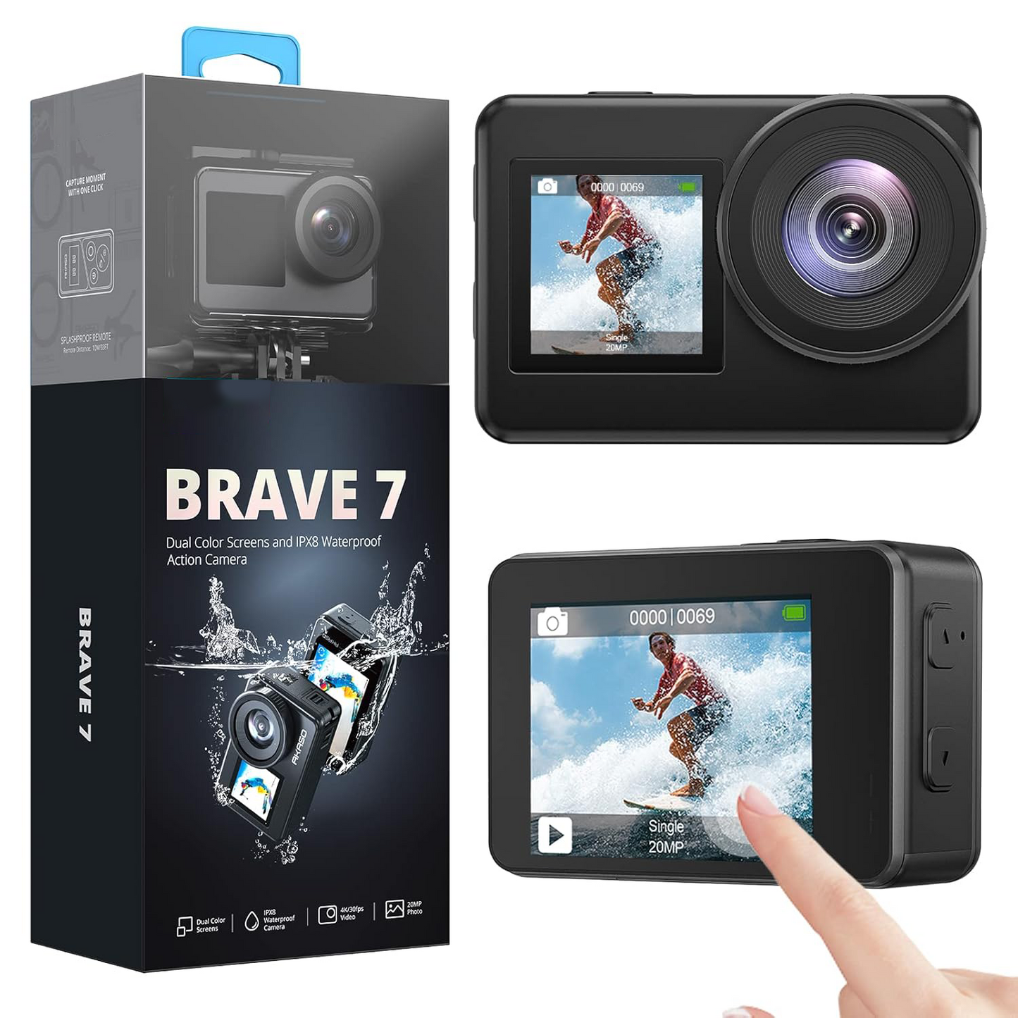 Akaso Brave 7 4K Action Camera Waterproof Body & EIS Stabilization