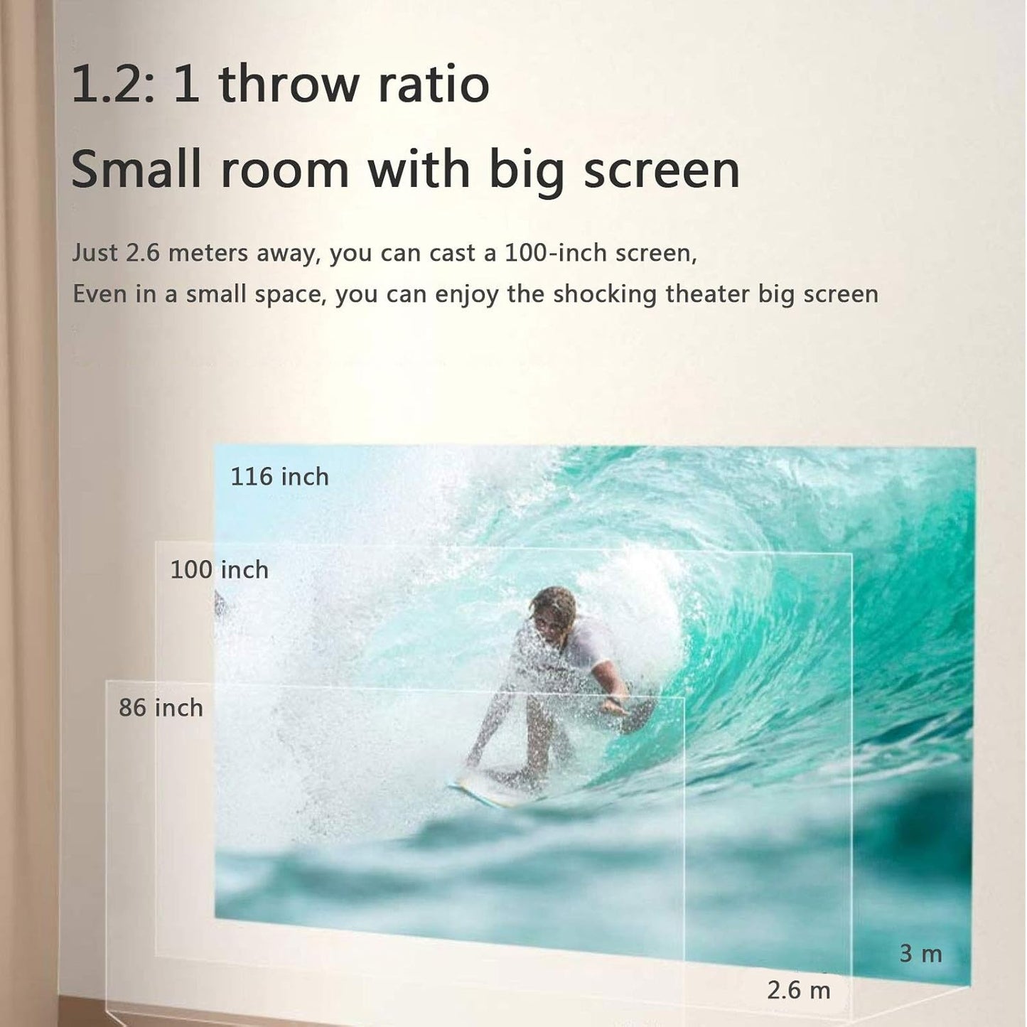 Portable Projector, Supports 1080p Full HD, 300 Home Theater