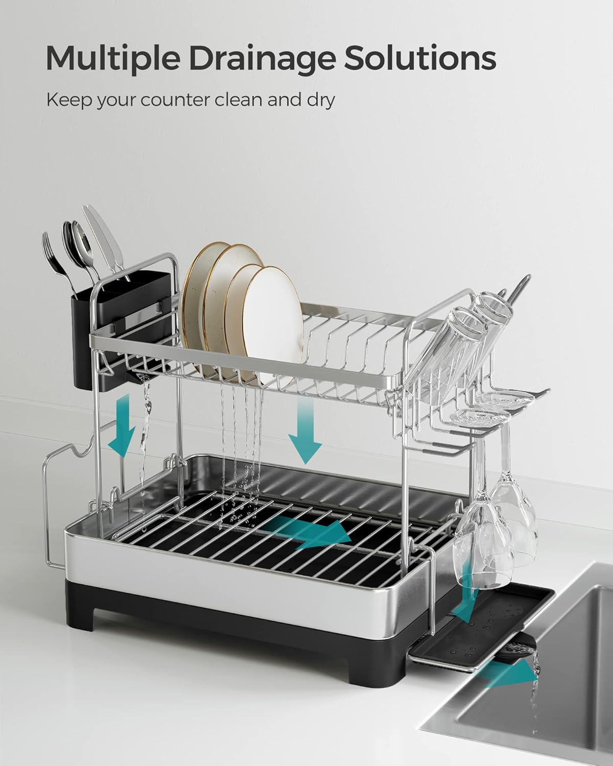 Self-Draining Dish Drying Rack™️