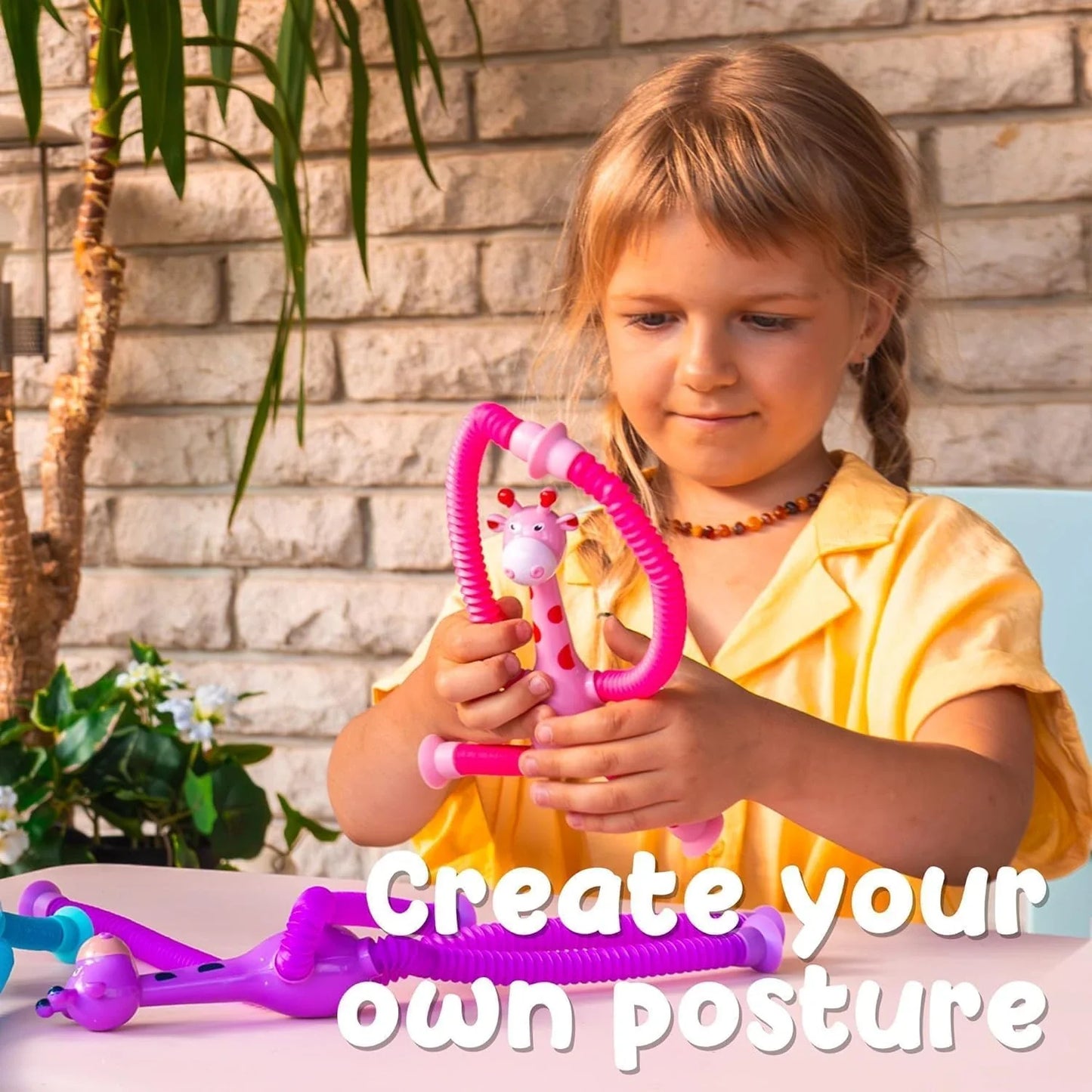 StretchyGiraffe™ – Sensory Suction Toy | Pull, Pop & Play | Soothes, Stimulates & Strengthens