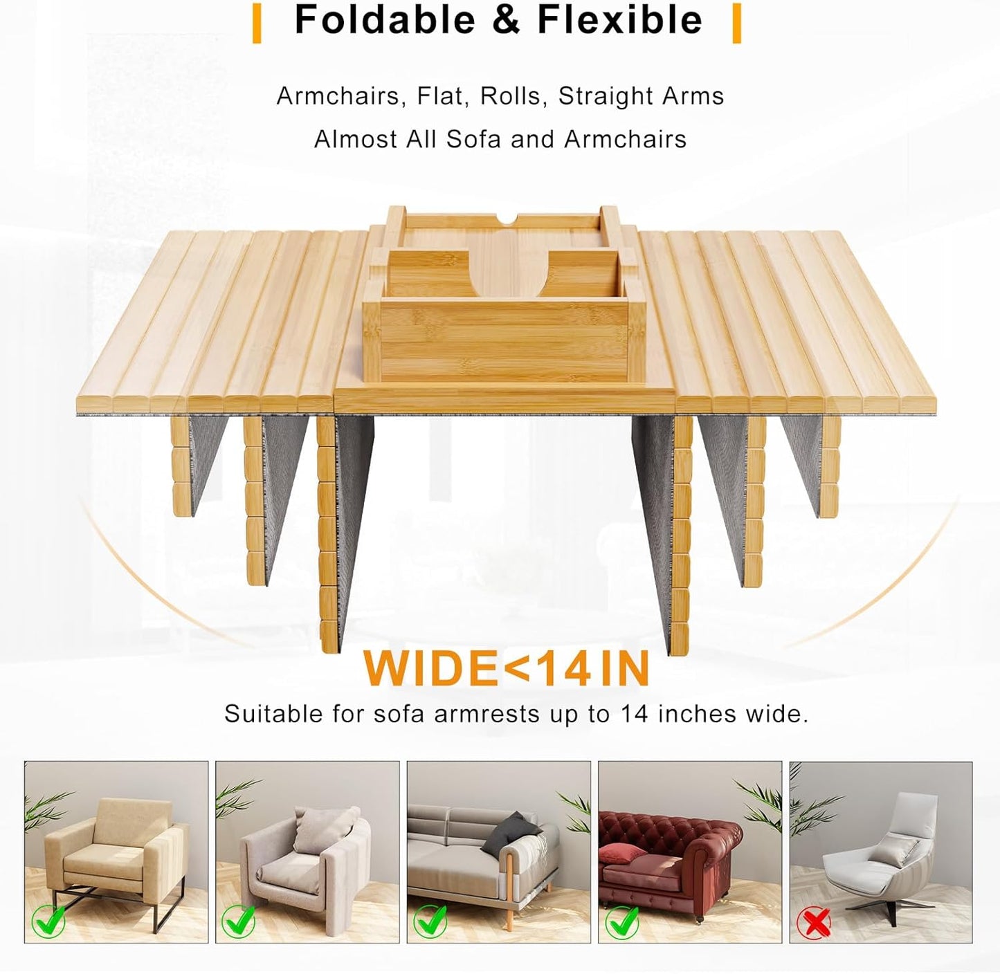 Bamboo Sofa Armrest Tray™️