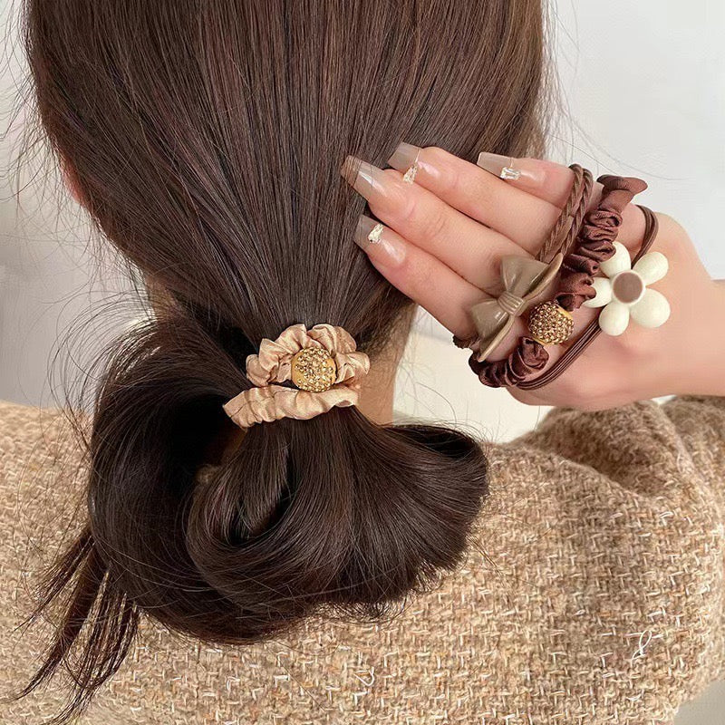 Pack Of 7 Cute Brown Hairties (₹15 each only)