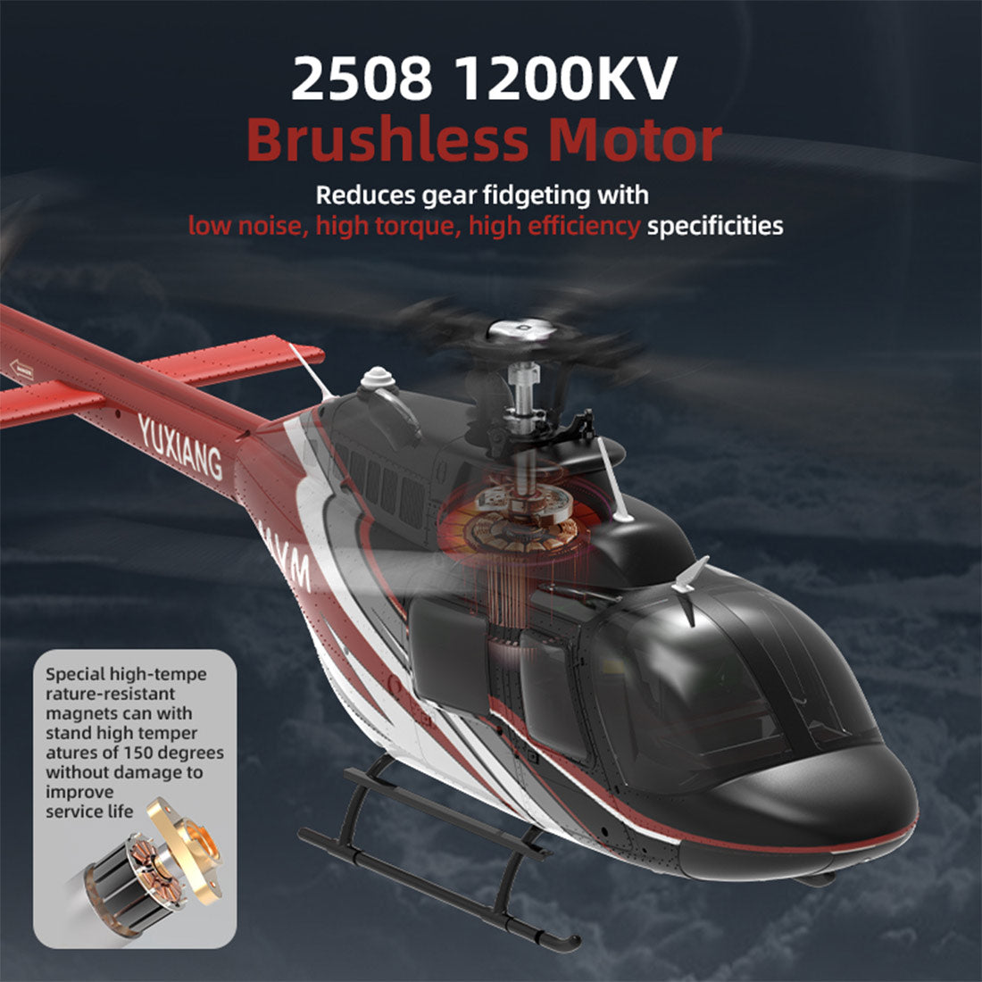 YU XIANG F08 1/27 Scale Bell 206 2.4G 6CH Brushless Direct-Drive 6G Flybarless RC Helicopter Model with Optical Flow Positioning (RTF Version/Mode1/Mode2)