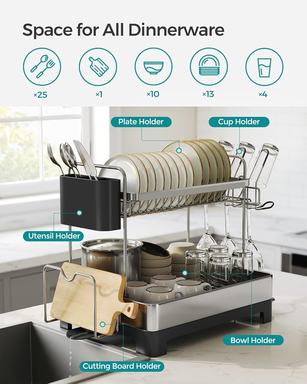 Self-Draining Dish Drying Rack™️