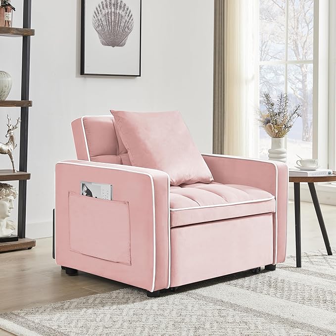 35 Inch Convertible Chair Bed,3-in-1 Adjustable Sleeper Chair Pullout Sofa Bed