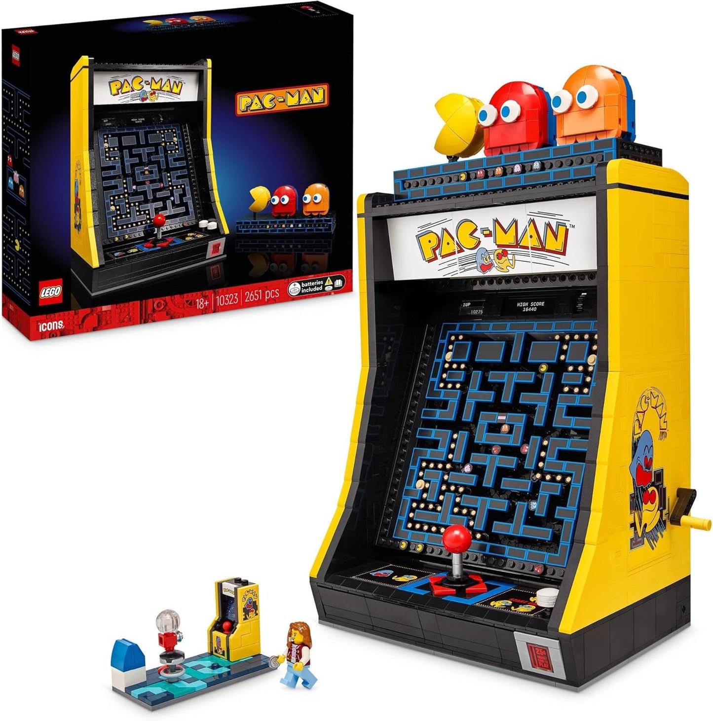 PAC-MAN Arcade Game, Model Kit for Adults to Build Game Machine with Characters 10323 Icons