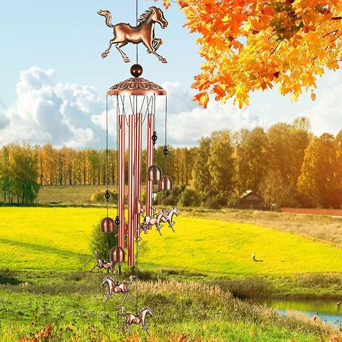 Horse Wind Chime Bell (Free Wood Wall Hook)