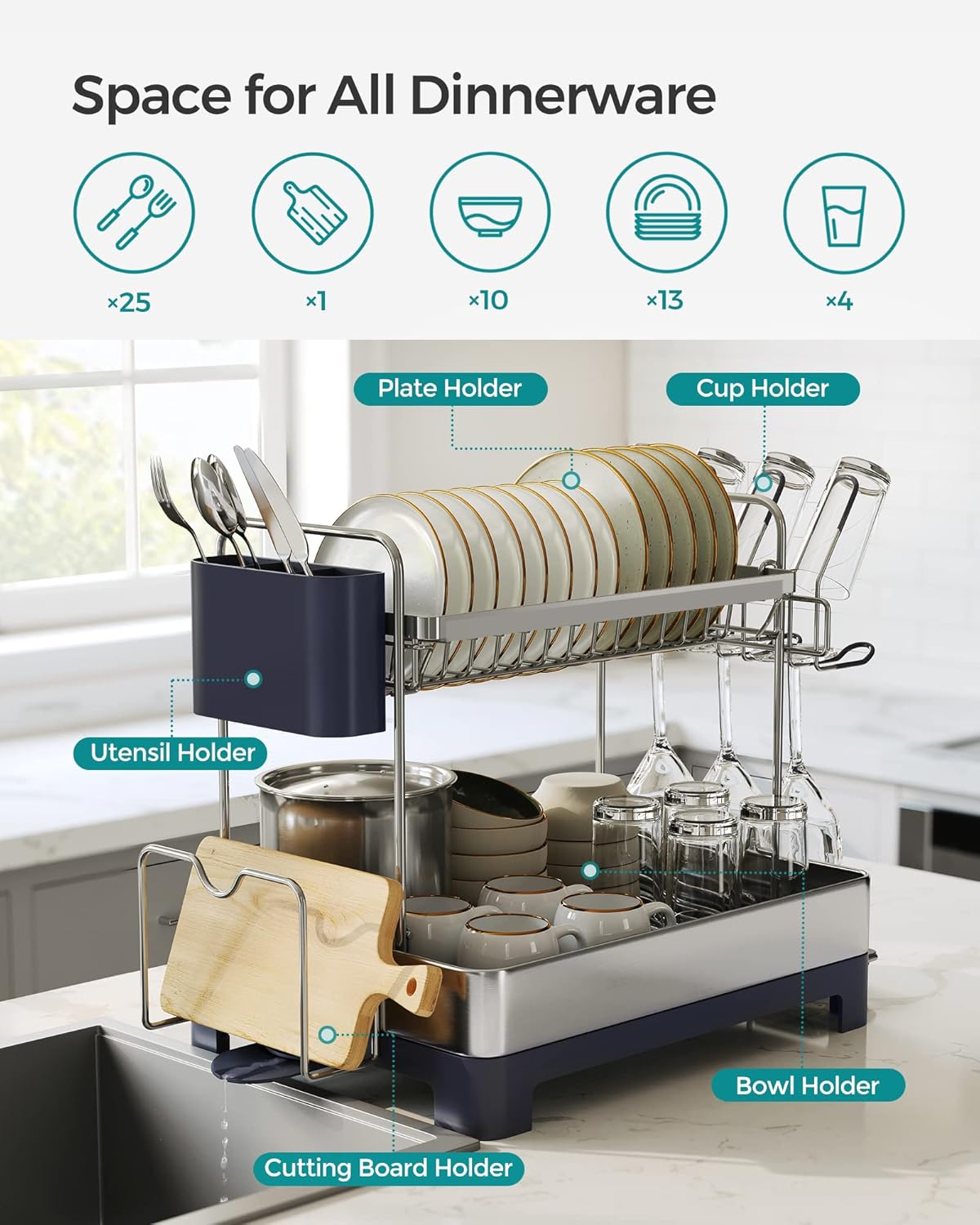Self-Draining Dish Drying Rack™️