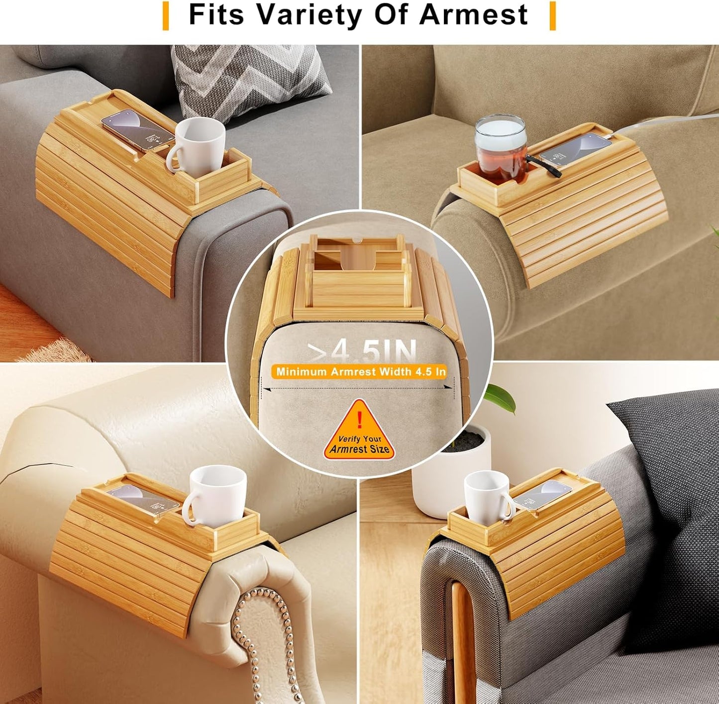 Bamboo Sofa Armrest Tray™️