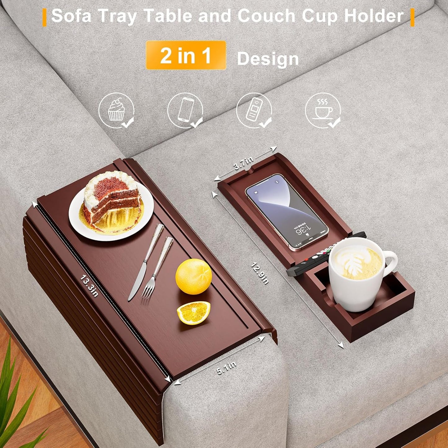 Bamboo Sofa Armrest Tray™️