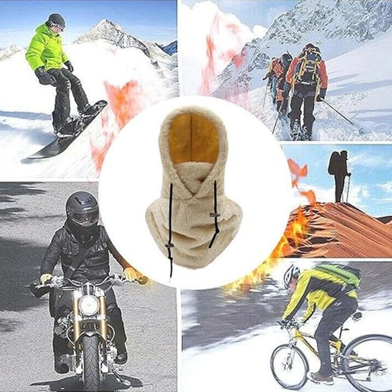 Warm plush bicycle hood