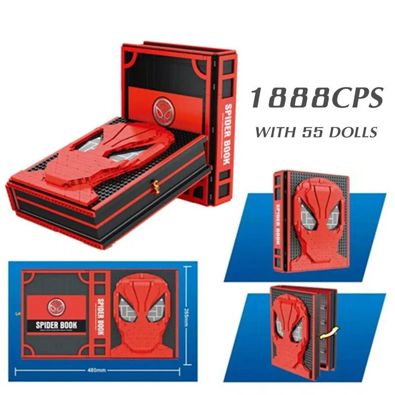 MOC Custom Spiderman Collections Book With Spiderman Minifigures Building Block Toy Set