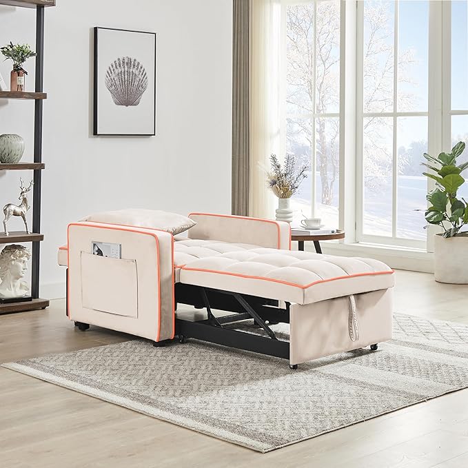 35 Inch Convertible Chair Bed,3-in-1 Adjustable Sleeper Chair Pullout Sofa Bed