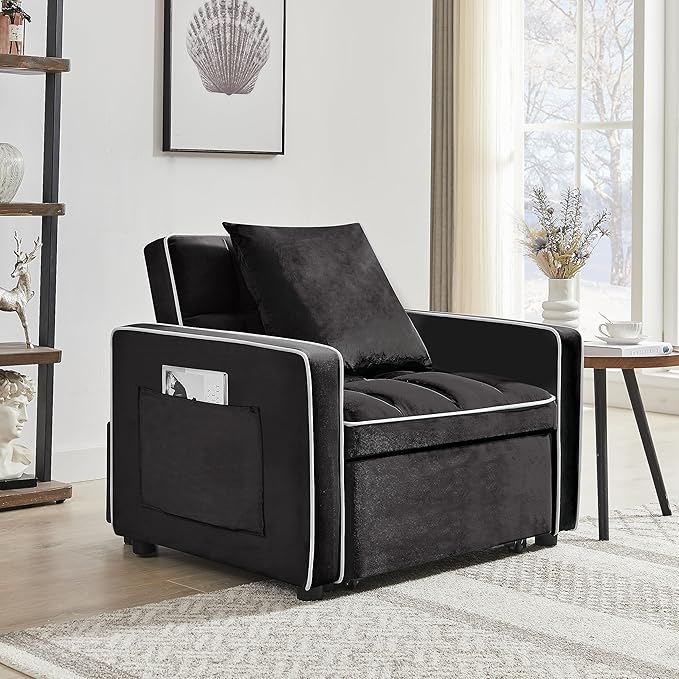 35 Inch Convertible Chair Bed,3-in-1 Adjustable Sleeper Chair Pullout Sofa Bed