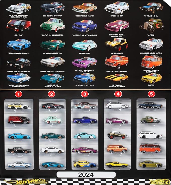 Hot Wheels Boulevard 25-Car Factory Set, 25 Premium 1:64 Scale Die-Cast